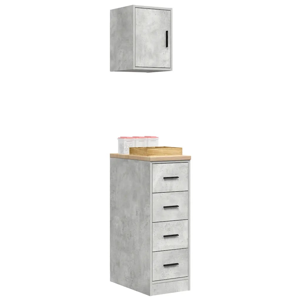 Armadi da Garage 2 pz Grigio Cemento in Legno Multistrato