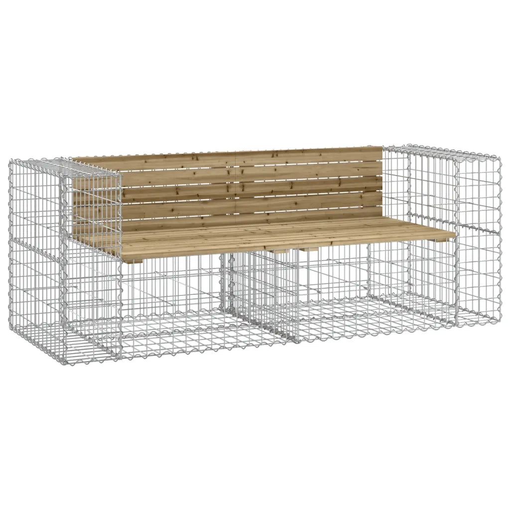 Panca da Giardino Design Gabbione-Sgabello-Panca da esterno 184x71x65,5cm Pino Impregnato