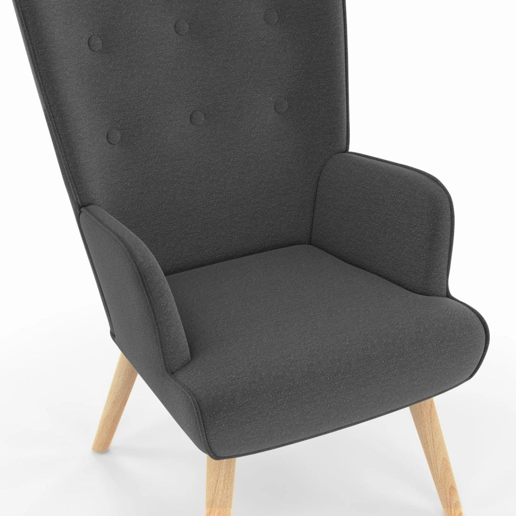 Poltrona scandinava IVAR con poggiapiedi in grigio antracite