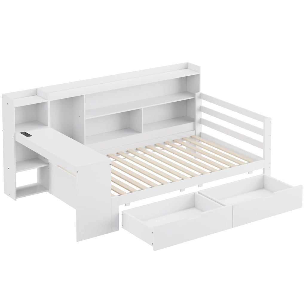 Letto sofa multifunzione legno bianco 90x200 cm
