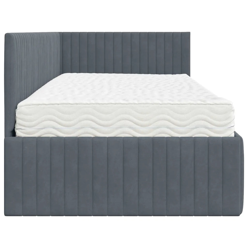 Struttura Letto Angolare con Materasso 2 pz-Giroletto con materasso Grigio Velluto 499350