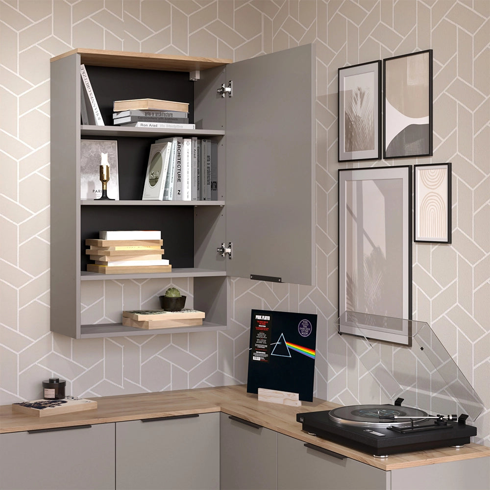 Vicco Libreria da parete Grigio 60 x 100 cm con porta