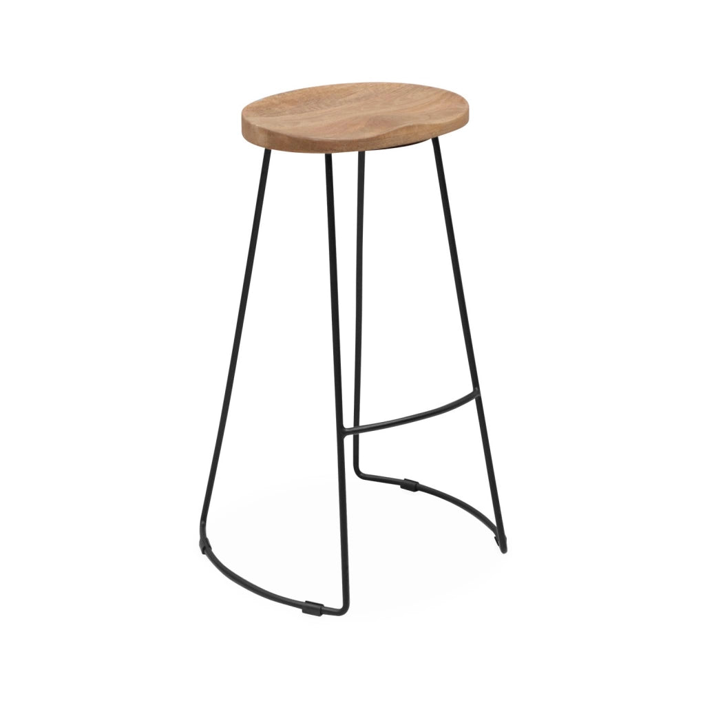 Set di 2 sgabelli da bar in legno di mango e acciaio, 75cm, marrone