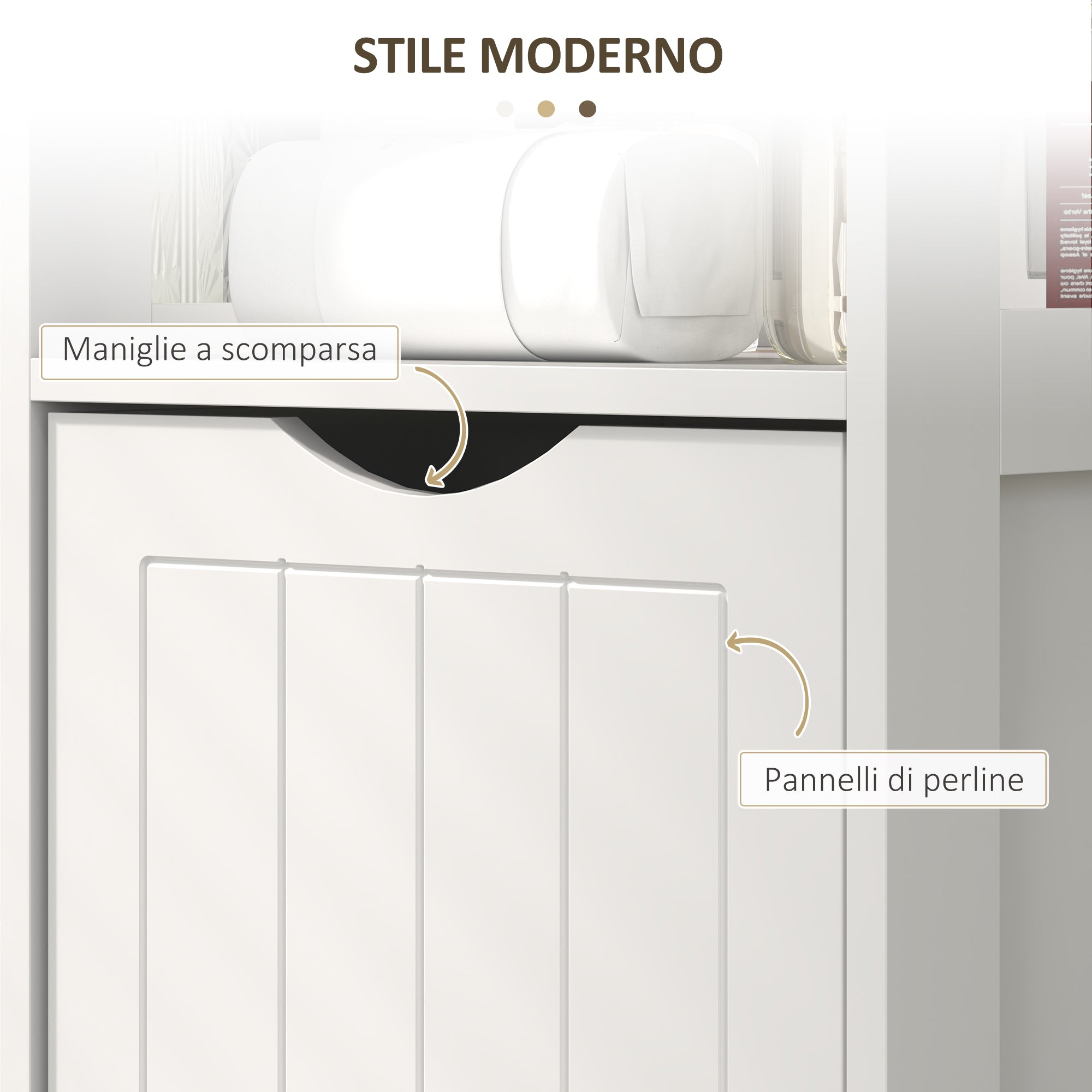 Mobile Bagno 30x30x141,2 cm con 3 Ripiani Aperti e 2 Cassetti in Legno Bianco