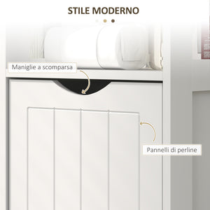 Mobile Bagno 30x30x141,2 cm con 3 Ripiani Aperti e 2 Cassetti in Legno Bianco