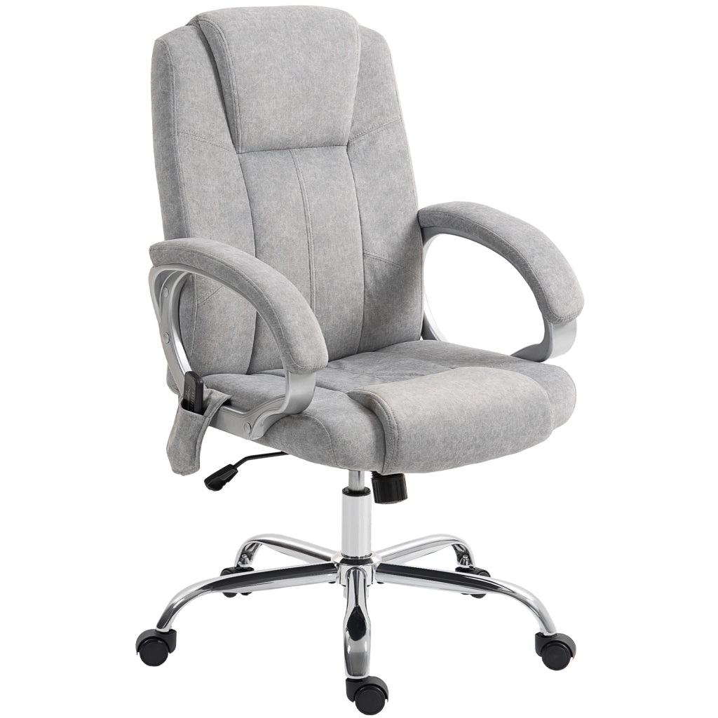 Sedia da Ufficio Operativa Massaggiante a 4 Punti con Riscaldamento 65x70x111-119 cm Tessuto Vellutato Grigio
