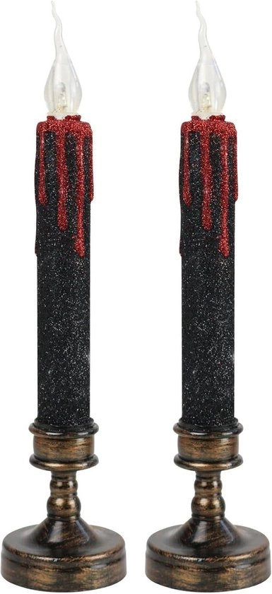 Decorazioni di Halloween - Vasi di cera senza fiamma LED, 2 pezzi, con base di luce per decorazioni di Halloween