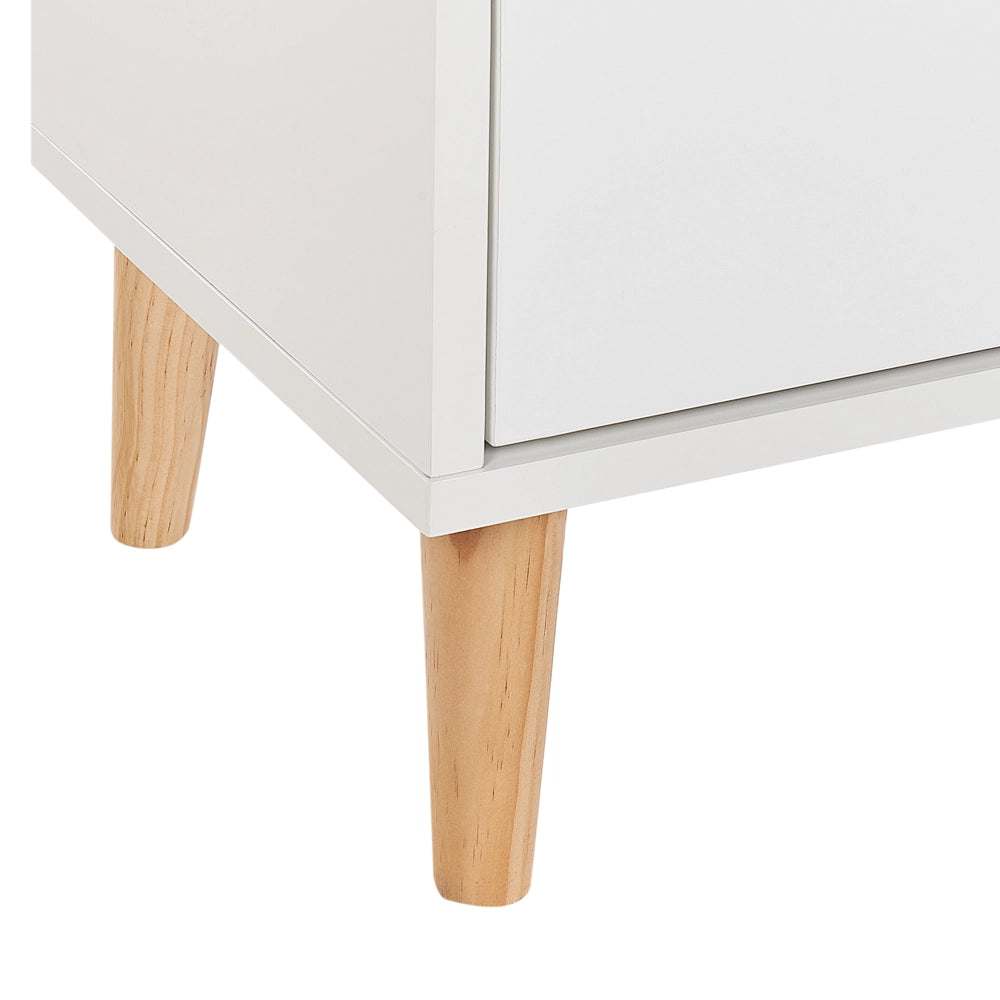 Cassettiera a 3 cassetti in MDF bianco Gambe in legno di pino Maniglie a forma di nuvola Camera dei bambini