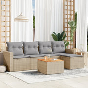 Set Divano da Giardino 6 pz con Cuscini Beige Misto Polyrattan 3256430