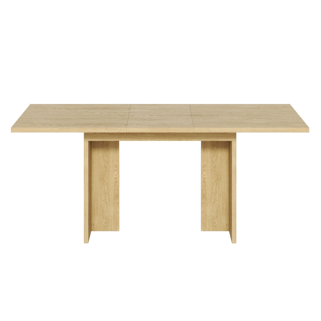 Tavolo allungabile per 6-8 persone con piano spesso 30 mm, struttura a T, in MDF, rovere, 180 × 80 × 75 cm