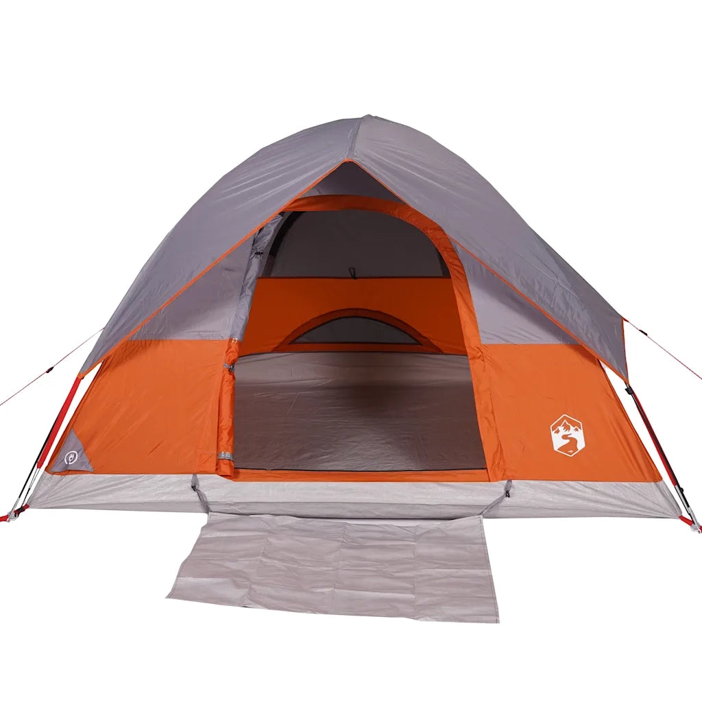 Tenda da Campeggio a Cupola 4 Persone-Tenda per Escursionismo Grigio e Arancione Impermeabile 830942