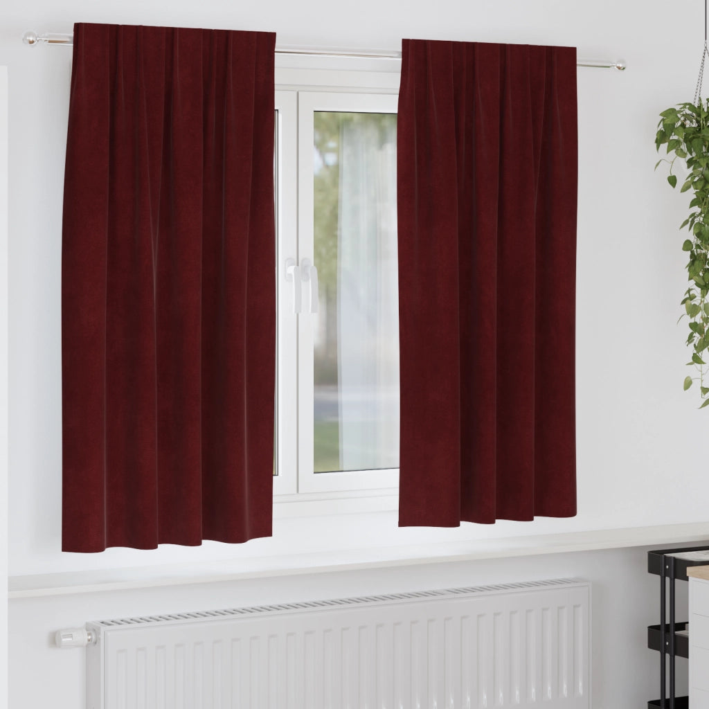 Tende oscuranti  con nastro superiore 2 pezzi Rosso vino in velluto