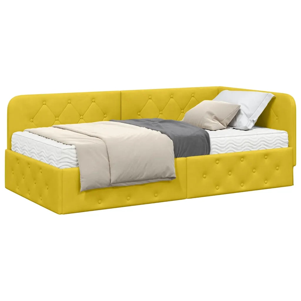 Cornice del letto ad angolo Giallo 90 x 190 cm Velluto 3394078