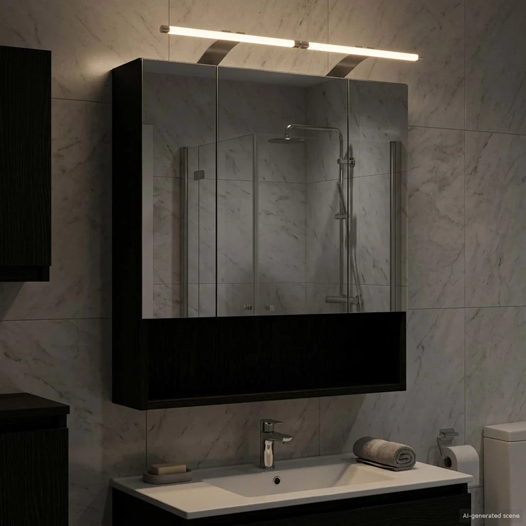 Mobiletto per specchio da bagno Rovere Nero 60 x 14.5 x 70 cm 889192