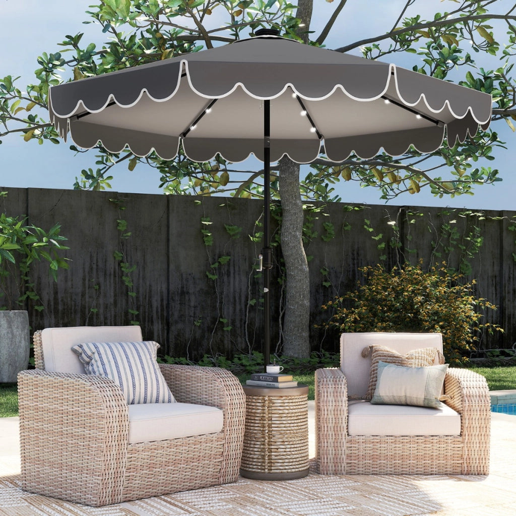 Ombrellone da mercato pesante per giardino piscina terrazza spiaggia prato, Ombrellone da patio solare Grigio-Ombrelloni
