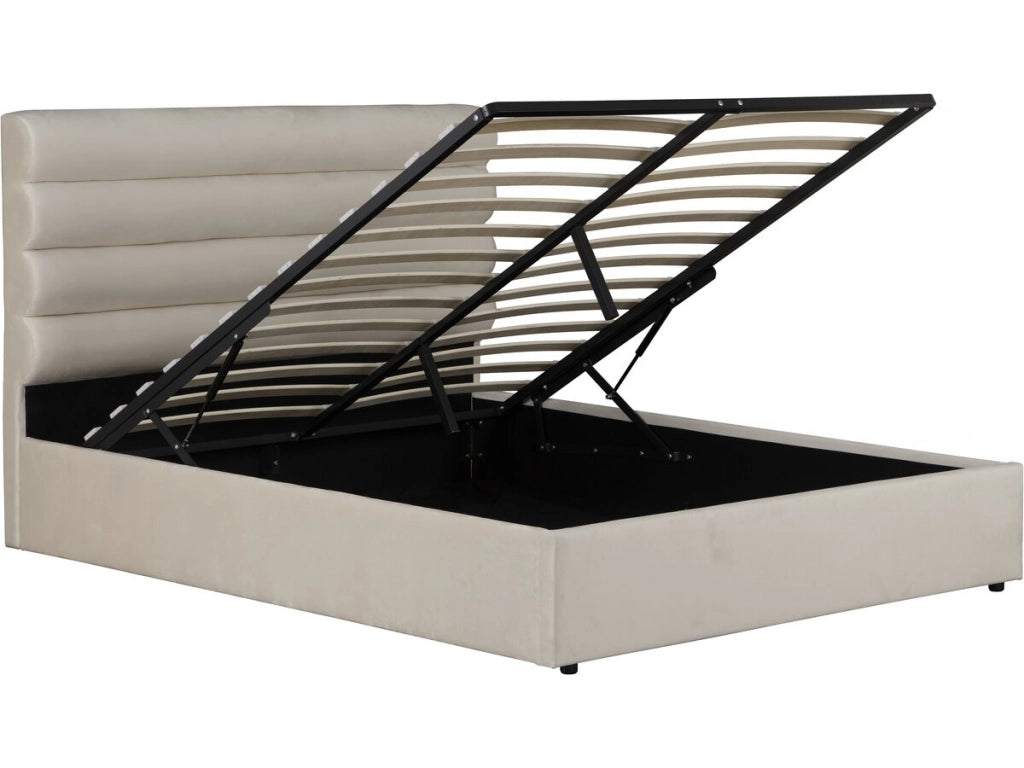 Letto matrimoniale in velluto di design "Livigno" - 140 x 190 cm - Beige