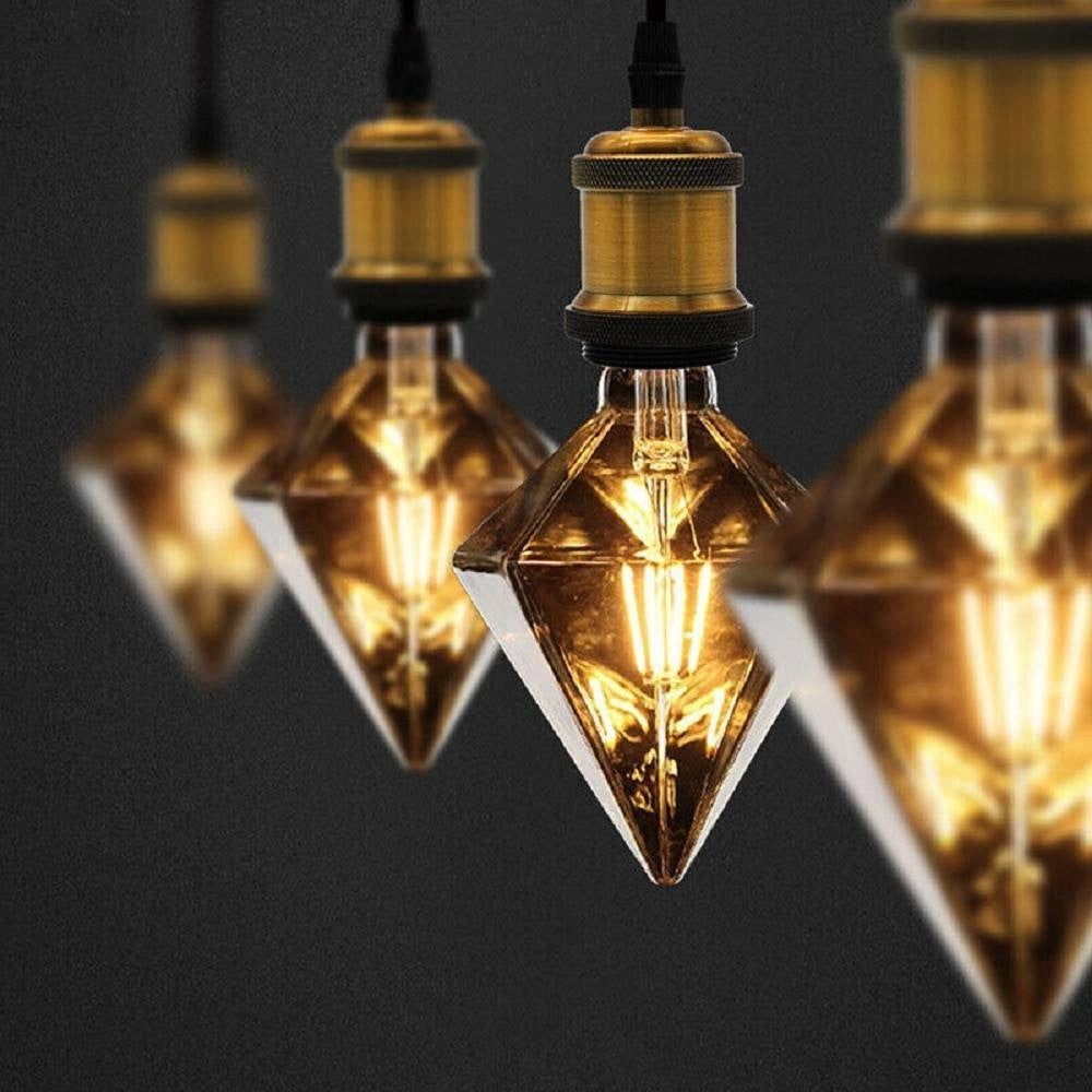 Trade Shop - Lampadina Filamento Prisma Ambra E27 4watt Stile Vintage Retro Decorativa Tri-oc -