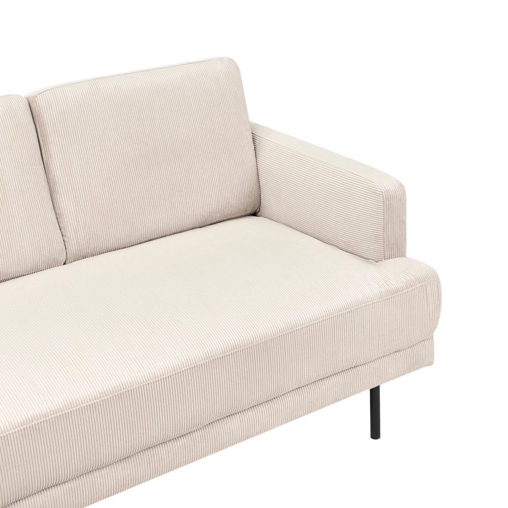 Divano imbottito angolare destro 4 posti con gambe in metallo beige Schienale imbottito stile moderno e minimalista