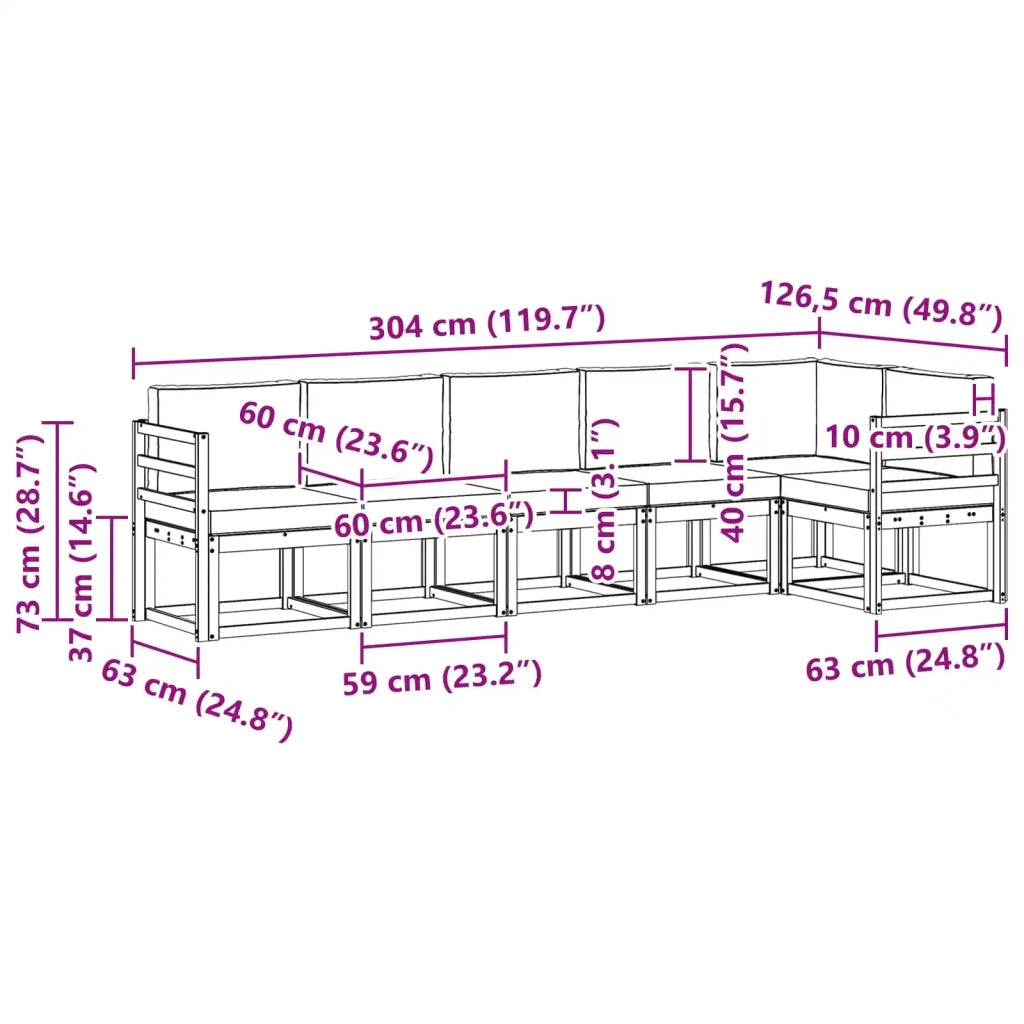 Set di divani da esterno 6 pz Bianco e Antracite Poliestere 3387686