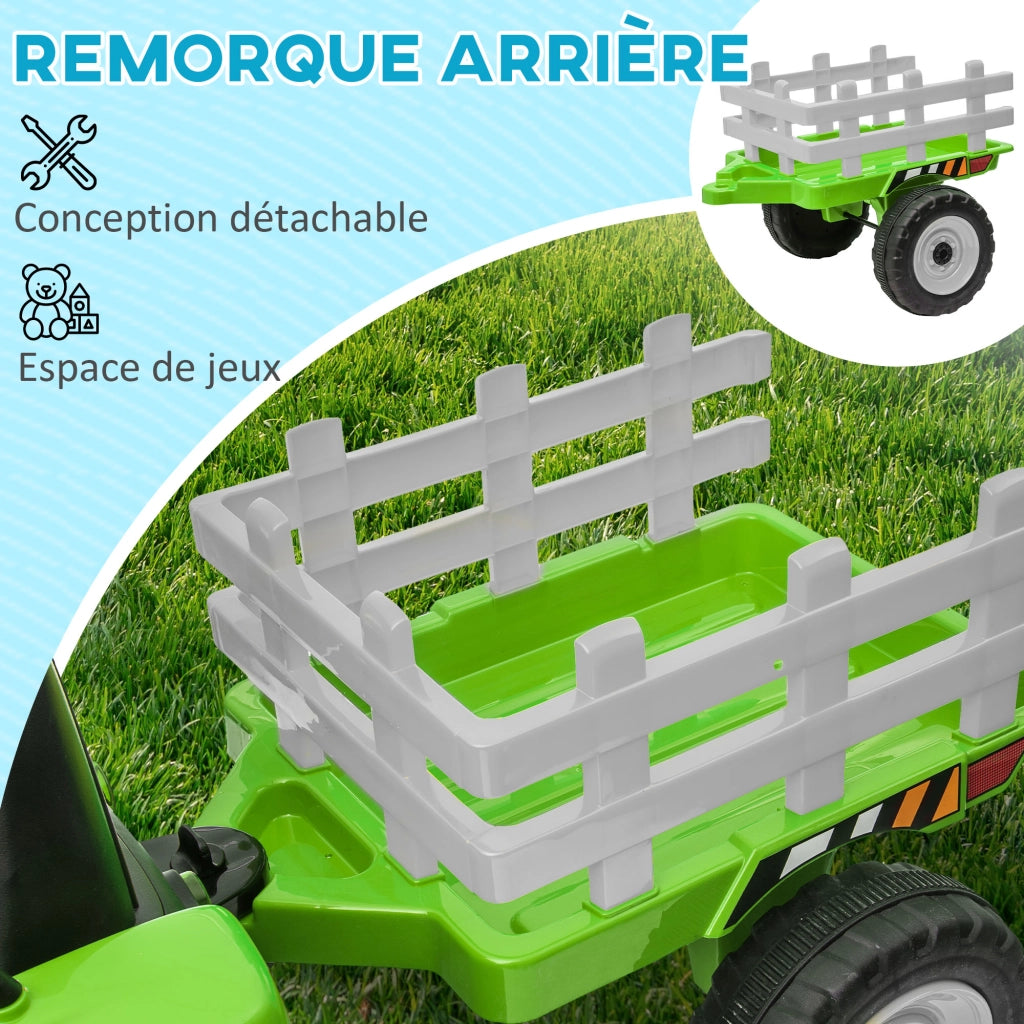 Tracteur per bambini con rimorchio amovibile e telecomando ¨C ZephMum ¨C 3-6 anni