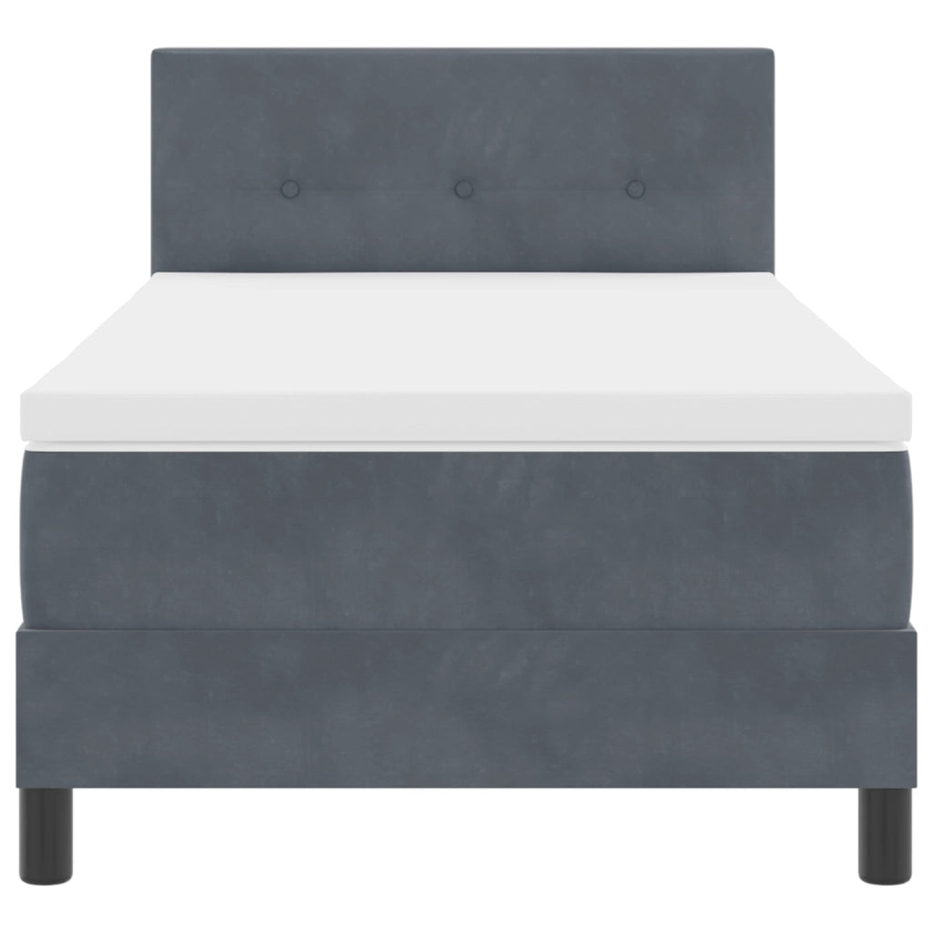 Letto Box Spring con Materasso e LED Grigio Scuro 100x200 cm Velluto