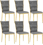 Set di 6 Sedie Sala da Pranzo, Sedie da Cucina in Velluto, Trasparenti Moderne, Schienale Alto Gambe in Metallo, Portata 150 kg, Grigio Scuro