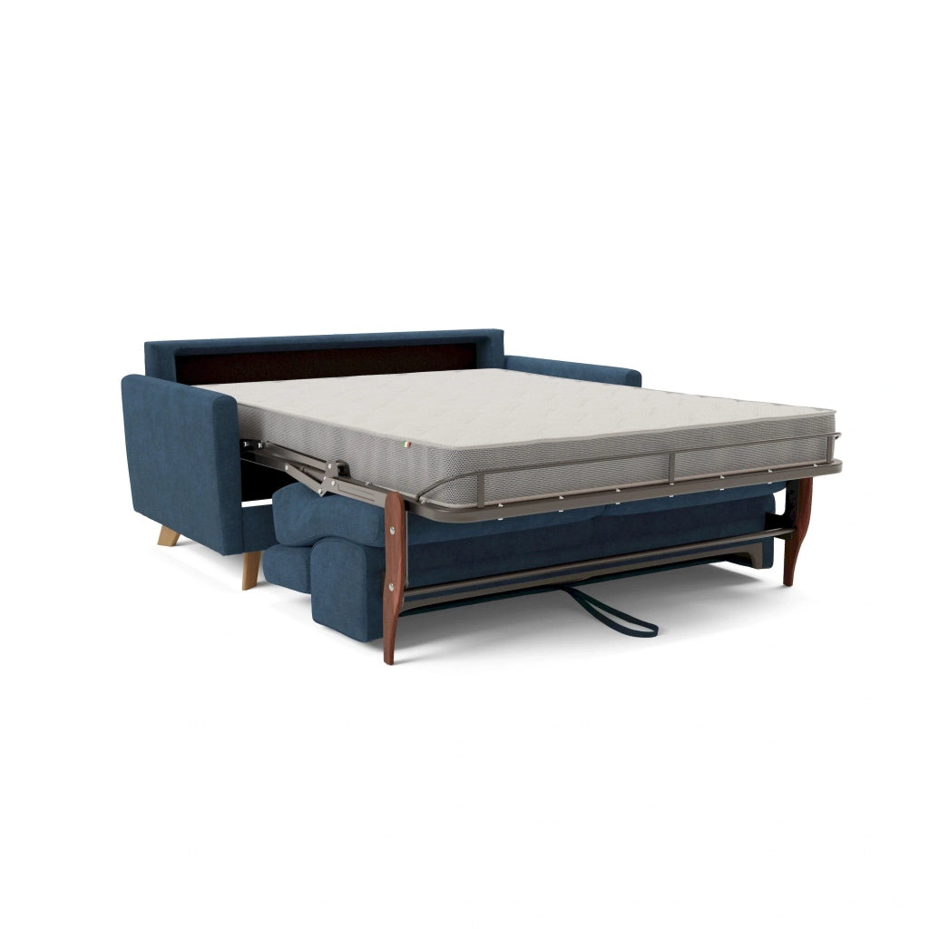 Francy Divano letto matrimoniale con poggiatesta regolabili in tessuto impermeabile e smacchiabile T17 160 cm (mat. 120x197) blu