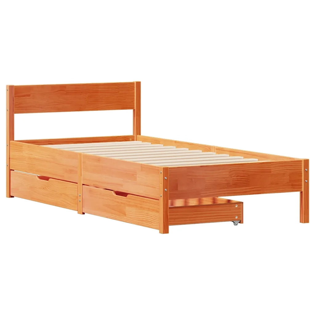 Letto senza Materasso-Struttura Letto Marrone Cera 90x200 cm Legno di Pino 756031