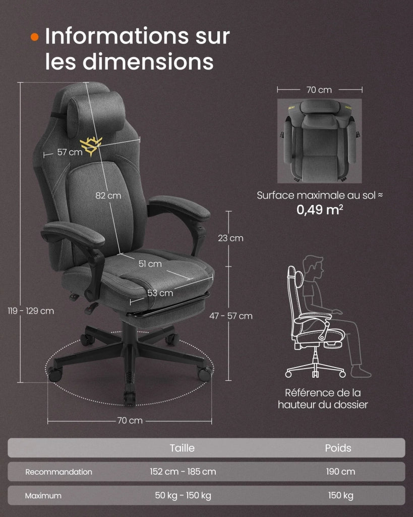 Sedia da gaming sedia da ufficio ergonomica con poggiapiedi sedia da gaming con poggiatesta similpelle altezza regolabile grigio 12_0006074