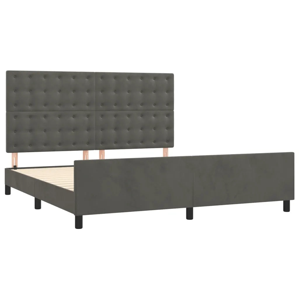 Giroletto con Testiera Grigio Scuro 160x200 cm in Velluto cod mxl 57451