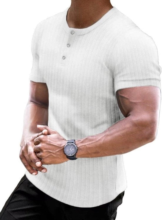 Maglia Henley con manica lunga, tessuto di cotone, manica ribaltabile