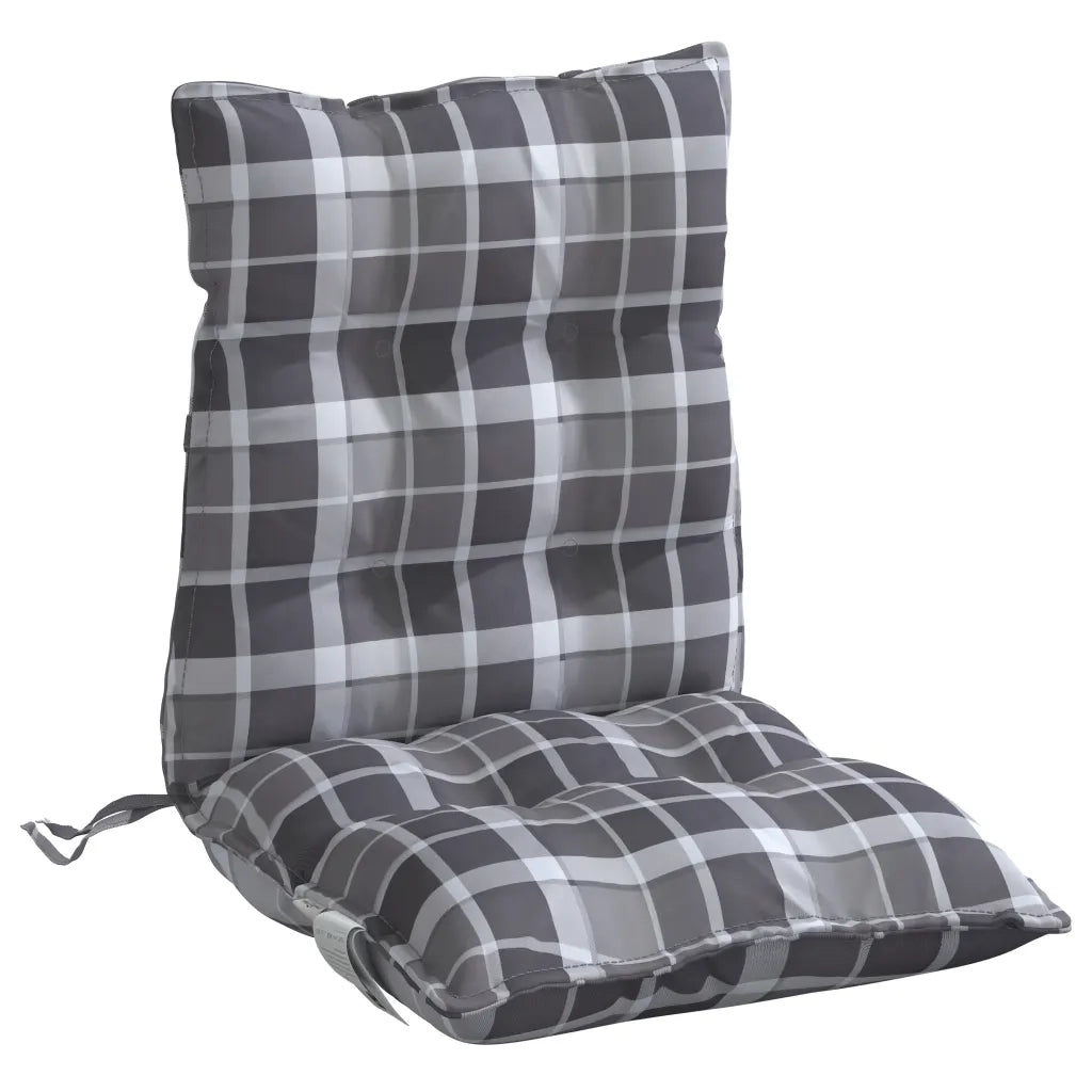 Cuscini Sedia Schienale Basso 2 pz Quadri Grigio Tessuto Oxford 377713