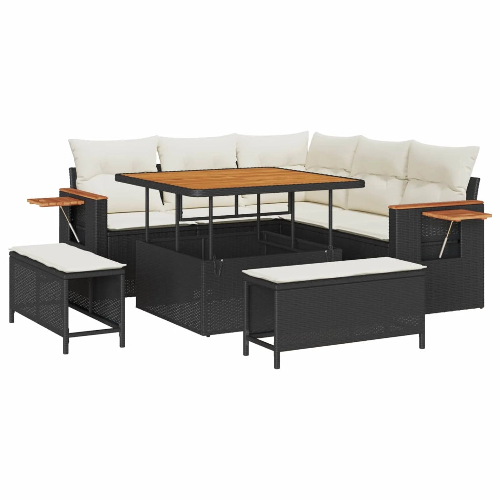 Set Divano da Giardino 8 pcs Nero polyrattan 3363035