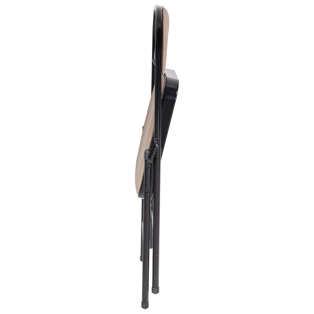Set 4 Sedie Pieghevoli in Metallo beige e nero sedile e schienale imbottiti