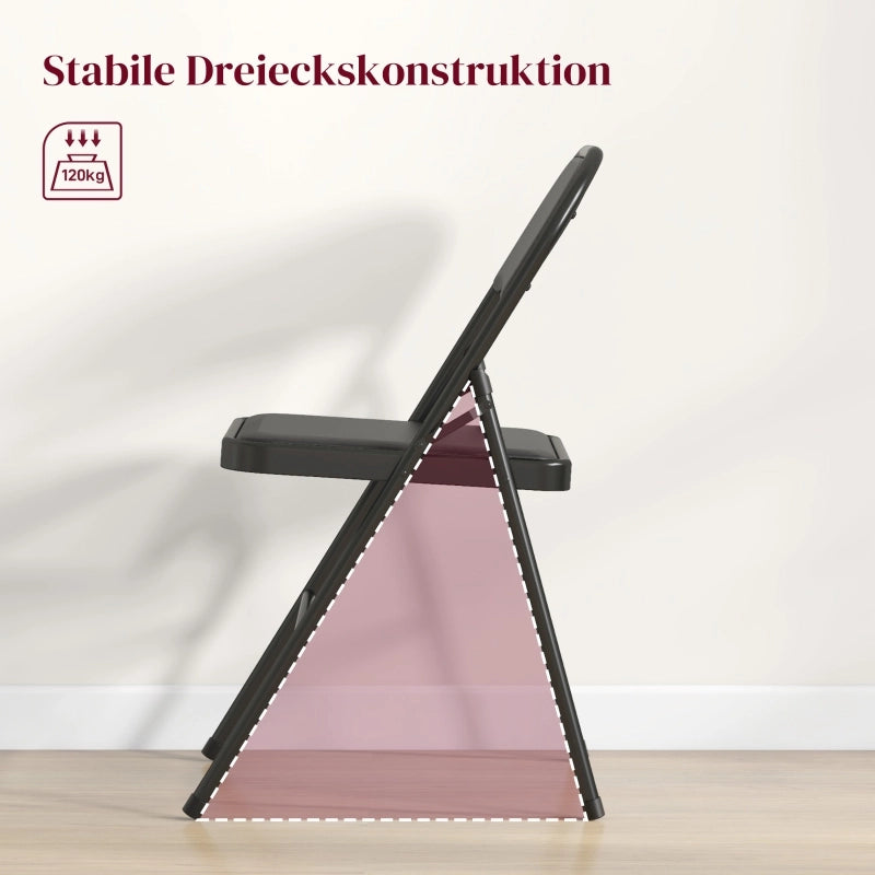 SEDIA Pieghevole Set da 2 pezzi 45x46x78 cm Ecopelle Nera