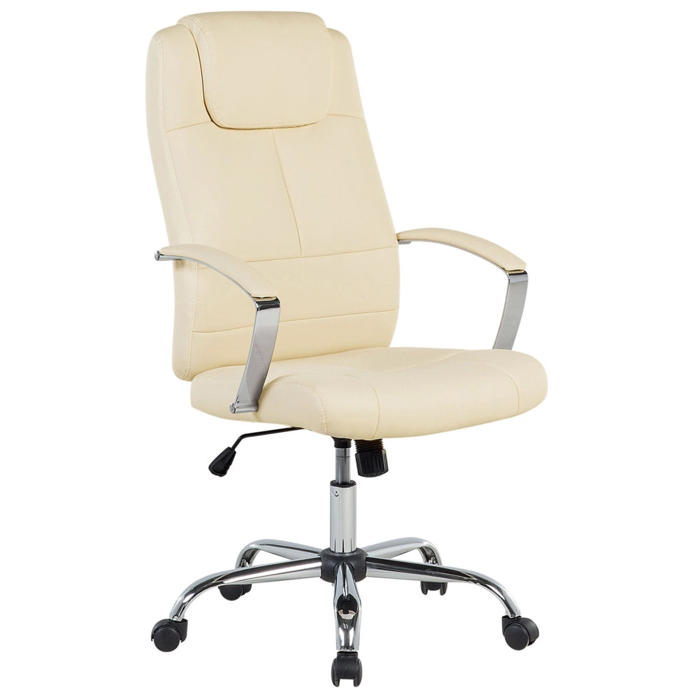 Sedia da Ufficio Girevole Regolabile in Ecopelle di colore Beige Ufficio Inclinabile