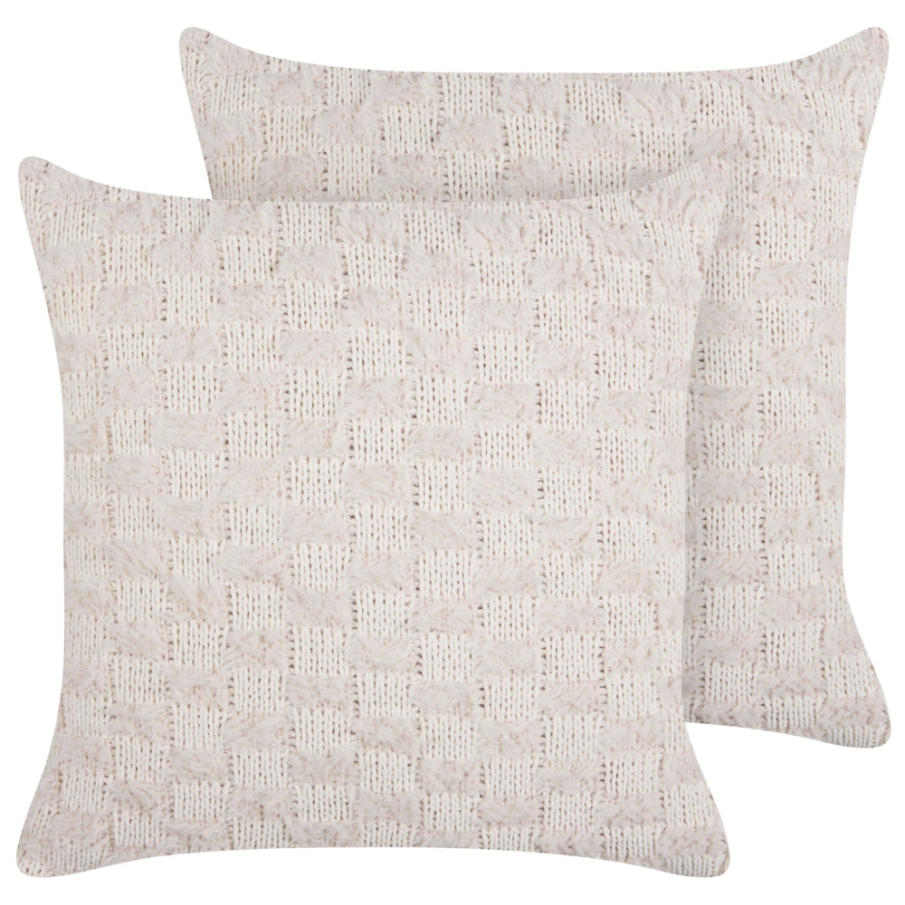 Set di 2 cuscini decorativi in tessuto beige 45 x 45 cm Modello a tinta unita in maglia