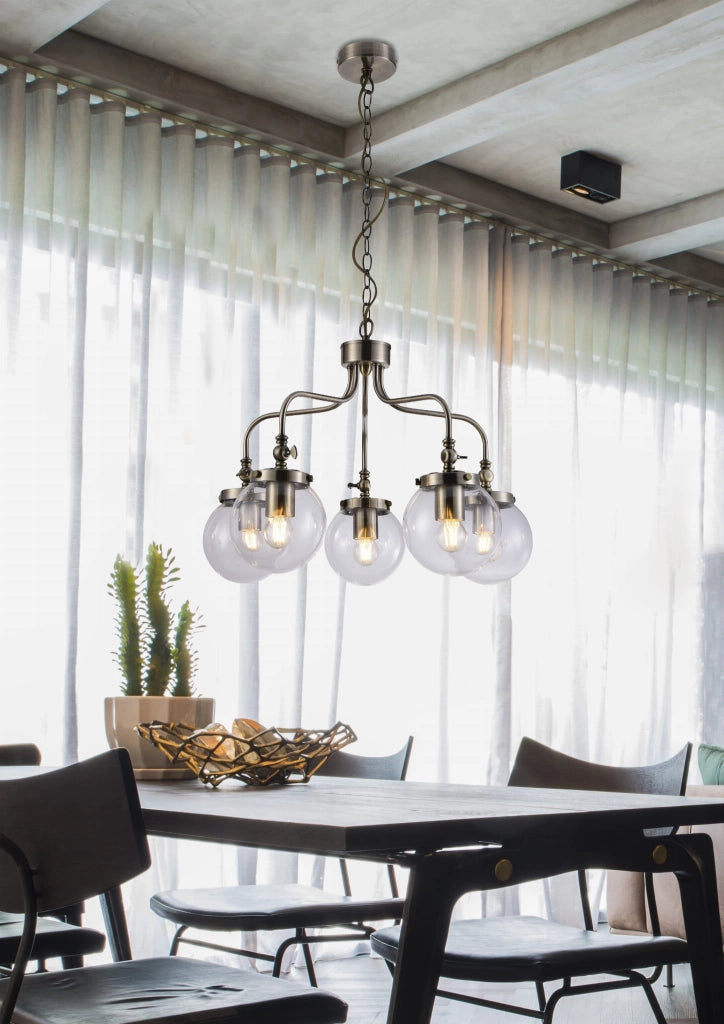 Lampadario Candellux Ballet 35-70876 ottone vetro 5xE27