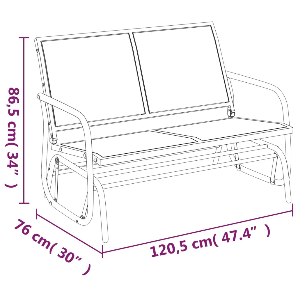 Panca Glider Giardino Nera 120,5x76x86,5 cm Textilene e Acciaio 362708