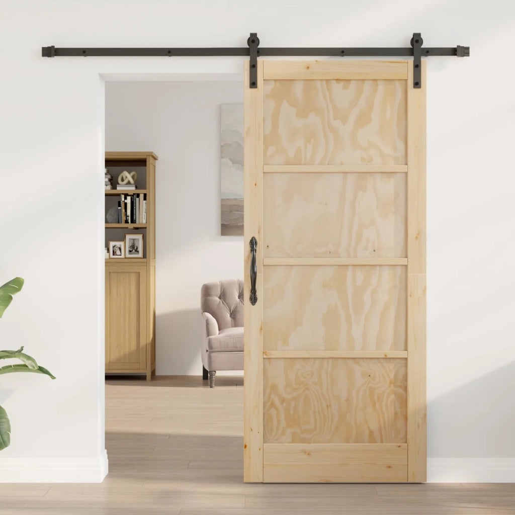 Porta scorrevole Naturale e Nero 86 x 198,5 cm
