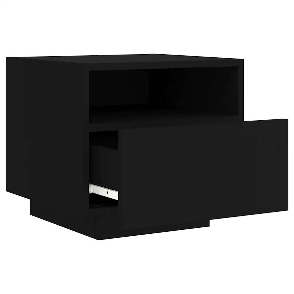Comodini con Luci LED 2pz-Set di 2 Tavolino da notte Neri 40x39x37 cm