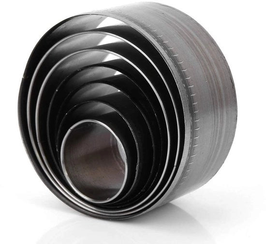 Set di Forbici Perforatrici 7 pezzi - Forbici a forma circolare - Diverse misure 20mm/50mm - Forbici in legno - Materiale duraturo - Contenitore portatile da trasportare