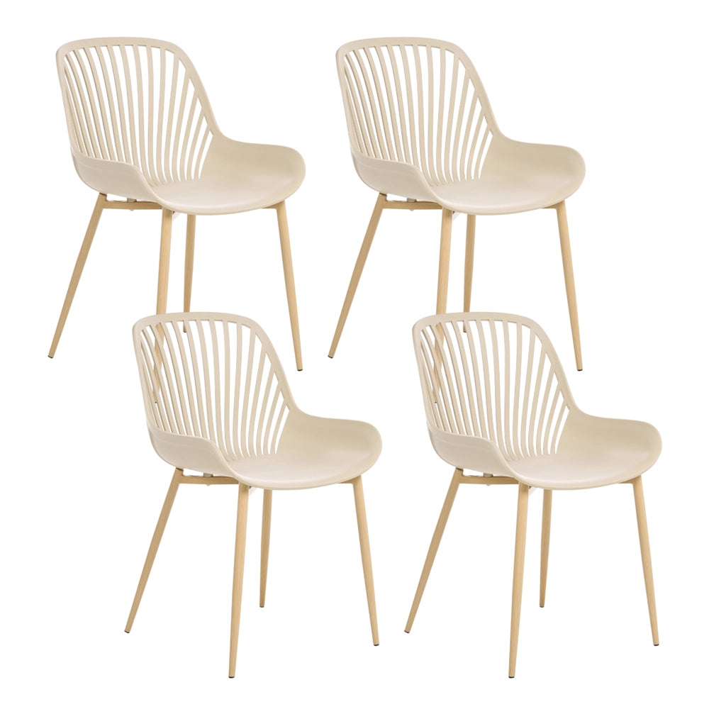 Sedia da pranzo robusta Materiale sintetico Legno poliestere Gambe in ferro Beige sala da pranzo