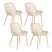 Sedia da pranzo robusta Materiale sintetico Legno poliestere Gambe in ferro Beige sala da pranzo