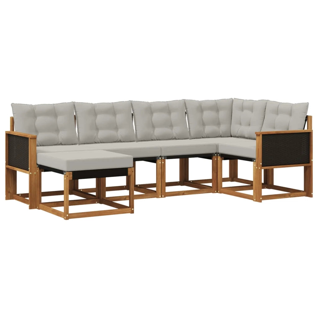 Set di divani da esterno 6 pz Naturale e Grigio Chiaro 3382055
