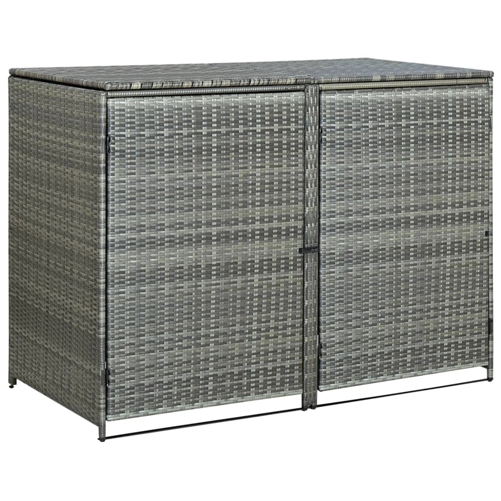 Pensilina per doppio bidone resina intrecciata 148 x 77 x 111 cm antracite 02_0022381