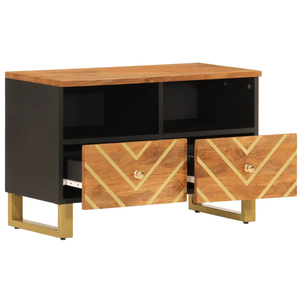 Mobile Porta TV Marrone e Nero 70x33,5x46 cm in Legno di Mangocod mxl 78766