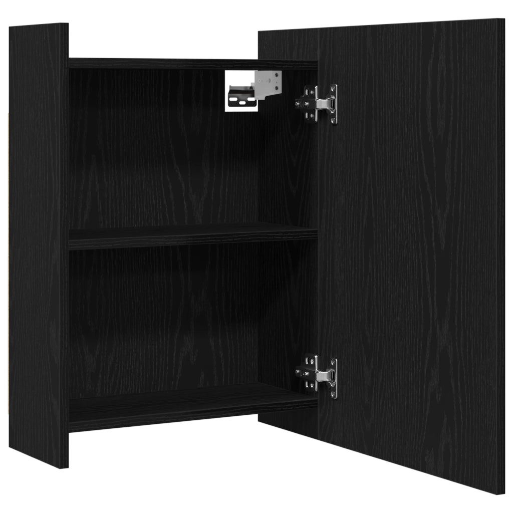 Armadio Specchio per il Bagno  Nero Rovere 62,5x20,5x64cm in Legno Ingegnerizzato