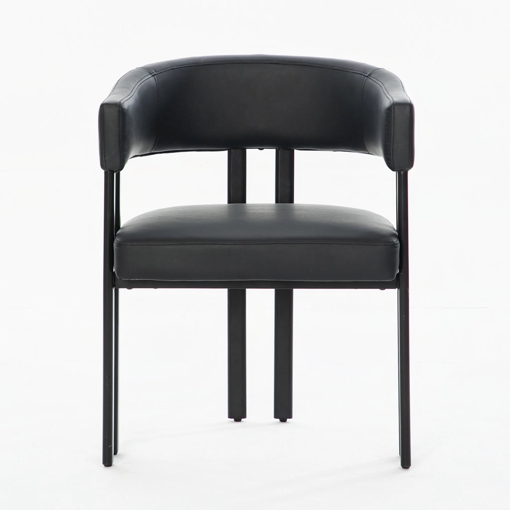 Sedia da Pranzo con Braccioli e Schienale Curvo ¨C MINIMAL ¨C Similpelle, Gambe in Metallo
