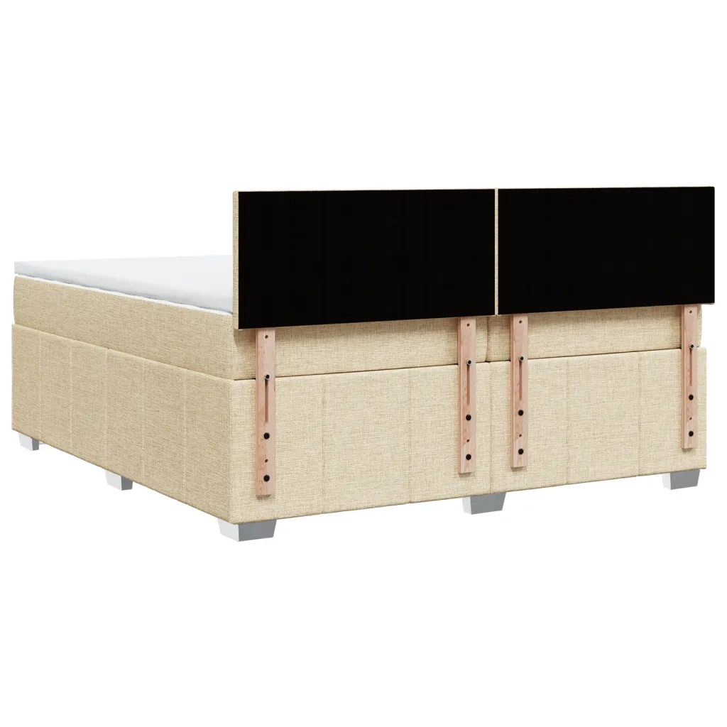 vidaXL Giroletto a Molle con Materasso Crema 200x200 cm in Tessuto